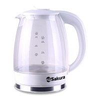 Чайник SAKURA SA-2718W (1,7л, 2,2кВт) стекло белый подсветка