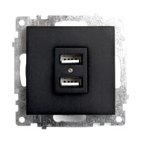 Розетка Stekker Катрин СП 2 USB черный механизм GLS10-7115-05
